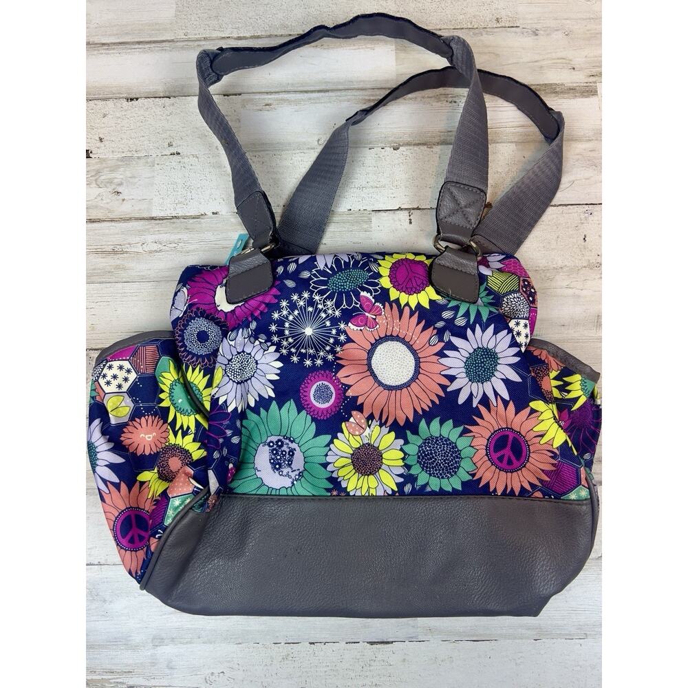 Lily Bloom Sunflower Peace Handbag Satchel Shoulder Bag Matching Wallet Set - Picture 3 of 16